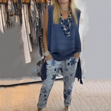 Aubrey | Ärmellos Asymmetrisch Zweiteiliges Set – Blau