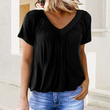 Lisbeth™ Schmeichelhaft Gefaltete Bluse – Schwarz