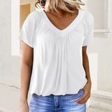 Lisbeth™ Schmeichelhaft Gefaltete Bluse – Weiß