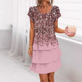Jonna - Stilvolles Kleid Mit Leopard Enmuster Und Pailletten – Rosa