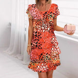 Jonna - Stilvolles Kleid Mit Leopard Enmuster Und Pailletten – Orange