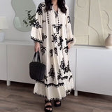 Elegantes Langes Boho-Kleid Für Damen Mit V-Ausschnitt, Atmungsaktiv Und Vielseitig Einsetzbar – Weiß