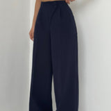 Mariani – Modische Hose Mit Weitem Bein – Blau