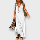 Solvida – Fließendes Sommerkleid mit V-Ausschnitt – Weiß