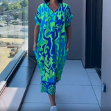 Yunae - Leichtes Printkleid mit V-Ausschnitt – Grün