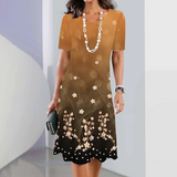 Ursulla - Elegantes Kleid Mit Rundhalsausschnitt Und Blumenmuster – Gelb