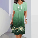 Ursulla - Elegantes Kleid Mit Rundhalsausschnitt Und Blumenmuster – Grün