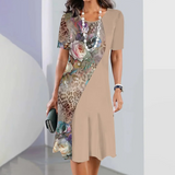 Ursulla - Elegantes Kleid Mit Rundhalsausschnitt Und Blumenmuster – Khaki