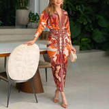 Blysse™ Chic V-Ausschnitt Kleid – Orange
