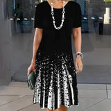 Lourah – Bedrucktes Midikleid Mit Falten – Schwarz