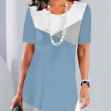 Lourah – Bedrucktes Midikleid Mit Falten – Blau