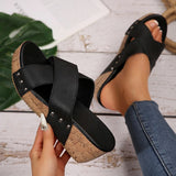 Oakley | Boho Wedge-Sandale für Damen – Schwarz