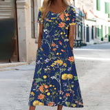 Ndatipo - Luftiges Kleid Mit Zartem Blumenmuster – Dunkelblau