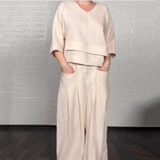 Noa | Damen Weites Minimalistisches Zweiteiler-Set – Minimal Set Wide Leg – Apricota