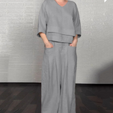 Noa | Damen Weites Minimalistisches Zweiteiler-Set – Minimal Set Wide Leg – Grau