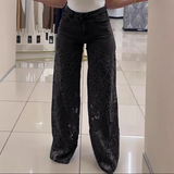 Efthymia - Flickwerk Denim Jeans Mit Modischer Spitze – Schwarz