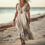 Lovisa - Kurzärmeliges Kleid Mit Drucken – Beige