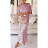 Jenae - Soft-Touch Stufen-Maxikleid – Rosa