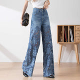 Annelore™ Schicke Spitzen-Jeans – Blau