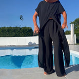 Shelagh – Schulterfreies Oberteil Und Hose Im Satz – Schwarz