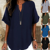 Daniela | Leichtes Top mit V-Ausschnitt – Marineblau