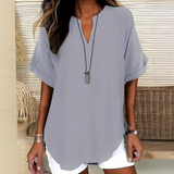 Laurel - Luftige V-Ausschnitt-Bluse – Grau
