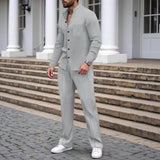 Ashton - Waffelstruktur Hemd- und Hosen-Set – Grau