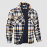 Herren Flanell Hemd Jacke lange Ärmel gesteppt gefüttert Plaid Mantel Button Down dicke Outwear für Winter – Gelb