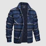 Herren Flanell Hemd Jacke lange Ärmel gesteppt gefüttert Plaid Mantel Button Down dicke Outwear für Winter – Blau