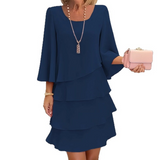 Nira - Kleid mit weichem Griff und Rüschensaum – Marineblau