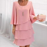 Ishari - Elegantes Kleid Mit Quadratischem Ausschnitt – Rosa