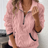 Lurein - Half-Zip-Pullover mit Soft-Touch-Finish – Rosa