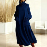 Keeti – Rollkragen Pullover Kleid Mit Taschen – Blau