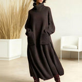 Keeti – Rollkragen Pullover Kleid Mit Taschen – Grau