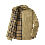 Elkan - Flanellgefütterte Western Jacke Mit Druckknöpfen – Khaki