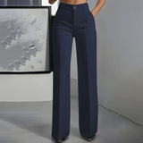 Damen-Anzughose mit hoher Taille – Marineblau