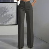 Damen-Anzughose mit hoher Taille – Dunkelgrau