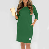 Sidsel – Elegantes T-Hemd-Kleid Mit Rundhalsausschnitt – Grün