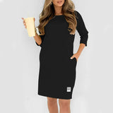 Sidsel – Elegantes T-Hemd-Kleid Mit Rundhalsausschnitt – Schwarz