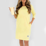 Sidsel – Elegantes T-Hemd-Kleid Mit Rundhalsausschnitt – Gelb