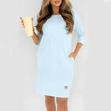 Sidsel – Elegantes T-Hemd-Kleid Mit Rundhalsausschnitt – Hellblau