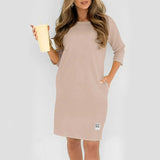 Sidsel – Elegantes T-Hemd-Kleid Mit Rundhalsausschnitt – Khaki
