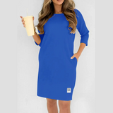 Sidsel – Elegantes T-Hemd-Kleid Mit Rundhalsausschnitt – Blau