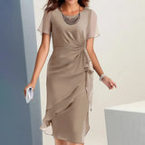 Arletta - Softtouch-Kleid mit geraffter Taille – Khaki