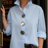 Cvijeta – Übergroß Bluse Mit Großen Metallknöpfen – Blau