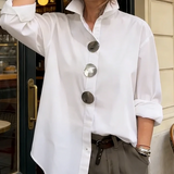 Cvijeta – Übergroß Bluse Mit Großen Metallknöpfen – Weiß