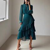 Daryna – Plissiertes Midikleid Mit Schlüssellochausschnitt – Dunkelgrün