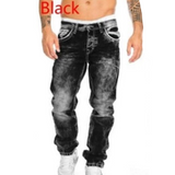 Dario - Gerade geschnittene Jeans in Vintage-Waschung – Schwarz