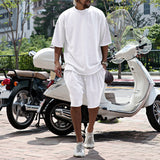 Eamon - lässiges Oversize T-Shirt- und Shorts-Set – Weiß