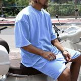 Eamon - lässiges Oversize T-Shirt- und Shorts-Set – Himmelblau